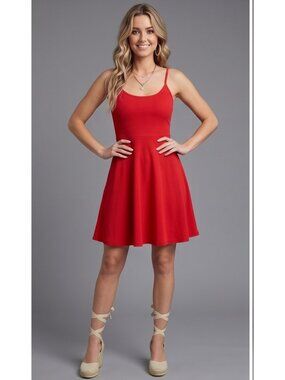 Flare Hem Cami Dress Red